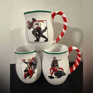 Norman Rockwell Large Coffee Mugs Cups Set Of 3